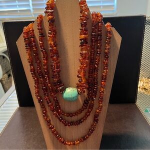 Amber & Turquoise 2 pc. Necklace Set